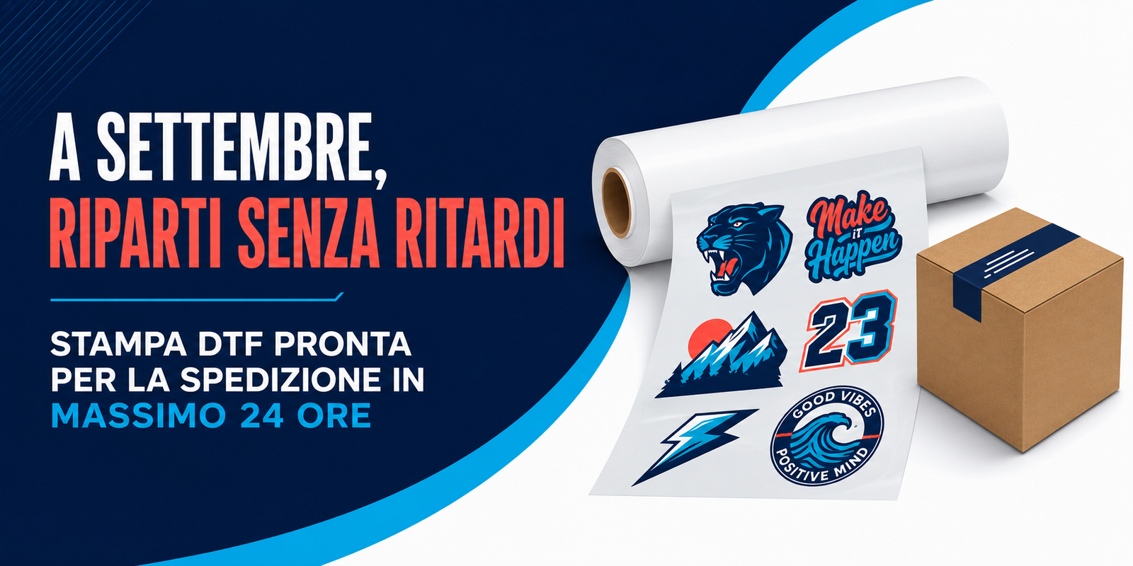 Stampa DTF pronta per la spedizione in massimo 24 ore
